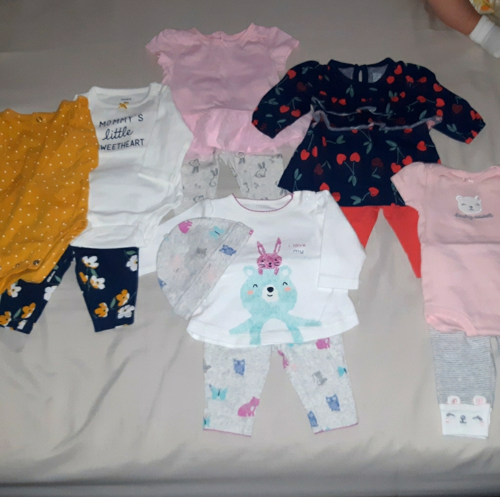 12pc total, 3m Carter's Baby Girl Sets